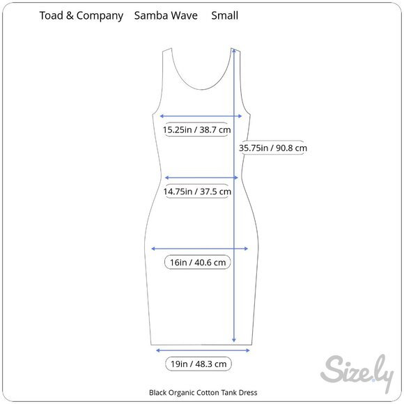 Toad & Company Samba Wave Black Organic Cotton Tank Dress Hem Pocket Small - Picture 7 of 7